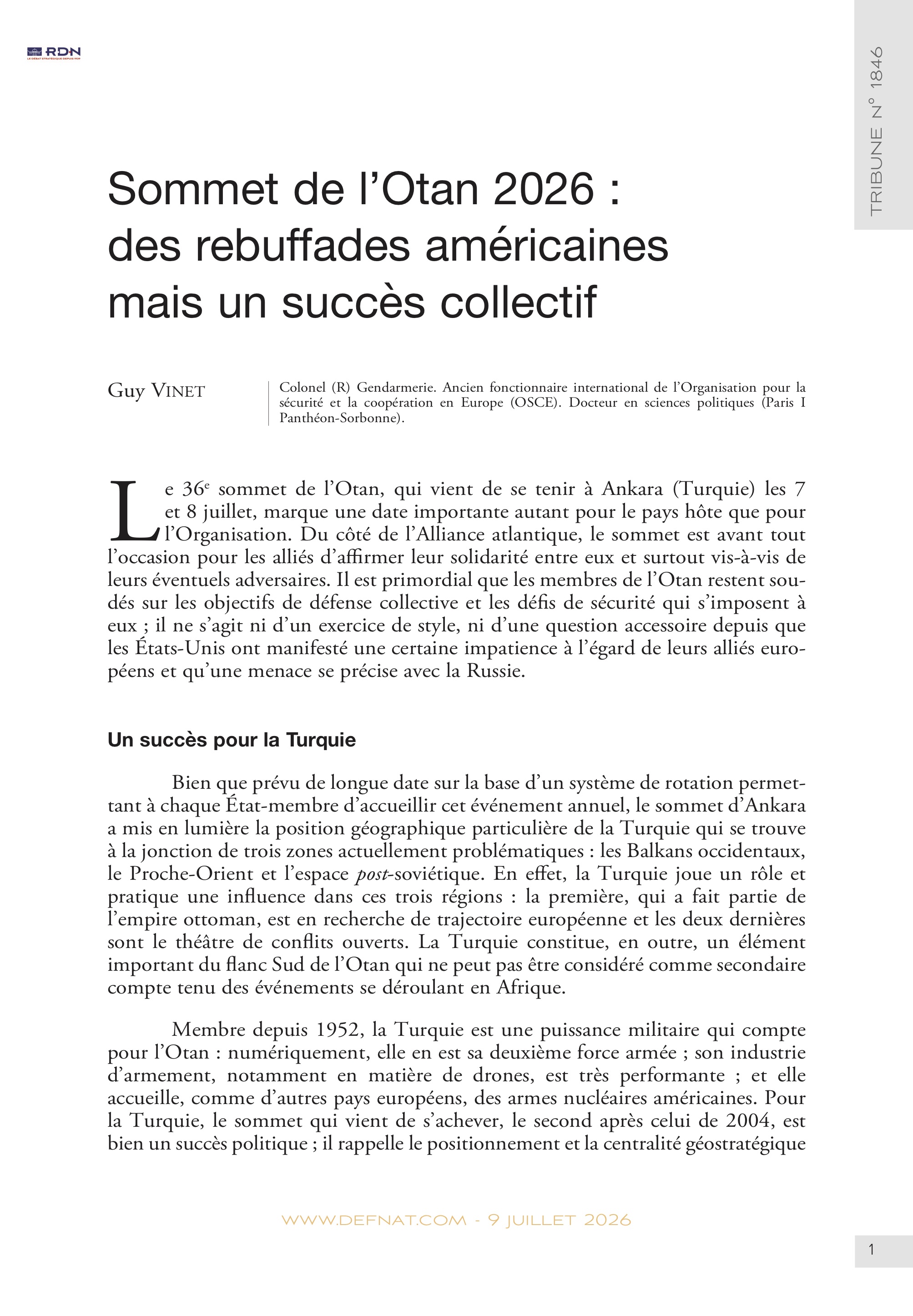 Sommet de&nbsp;l&rsquo;Otan&nbsp;2026&nbsp;: des&nbsp;rebuffades&nbsp;am&eacute;ricaines mais&nbsp;un&nbsp;succ&egrave;s&nbsp;collectif (T&nbsp;1846)
